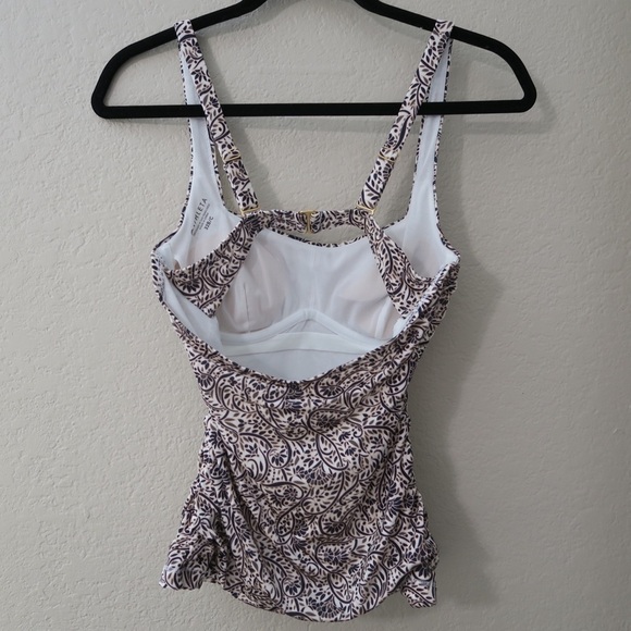 Athleta Aqualuxe Batik Floral Tankini Swim Top Bra-Sized Pool Resort Swimsuit - Picture 5 of 8